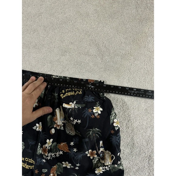 Vintage Big Dog Swim Trunks Lined Pockets Black Floral Beer Print‎ Mens Size XL - Picture 8 of 9